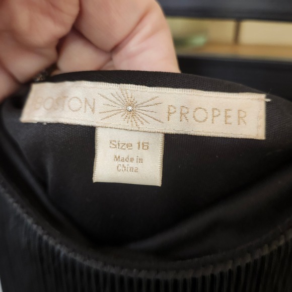 Boston Proper Womens Ombre Fringe Tiered Mini Dress Black White Sz 16 Boho Swing - Picture 4 of 10